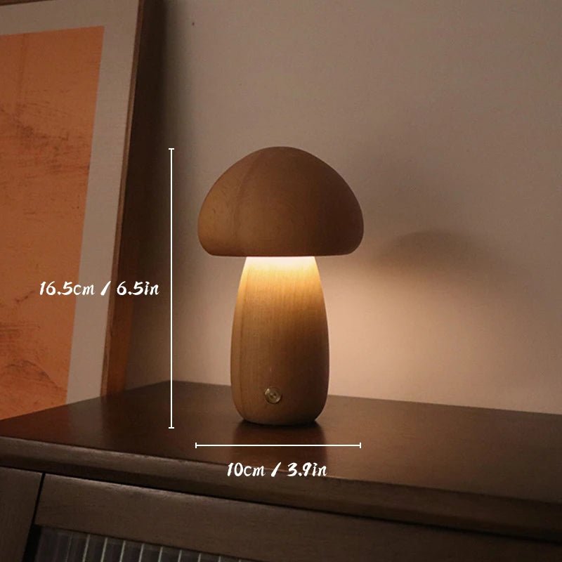 Beech Wood Mushroom Night Light with Touch Switch - Handy House