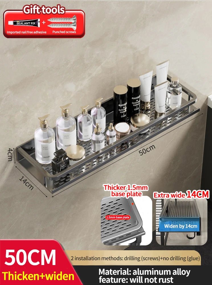 Aluminium Bathroom Rack with Hooks - Grey - Handy House