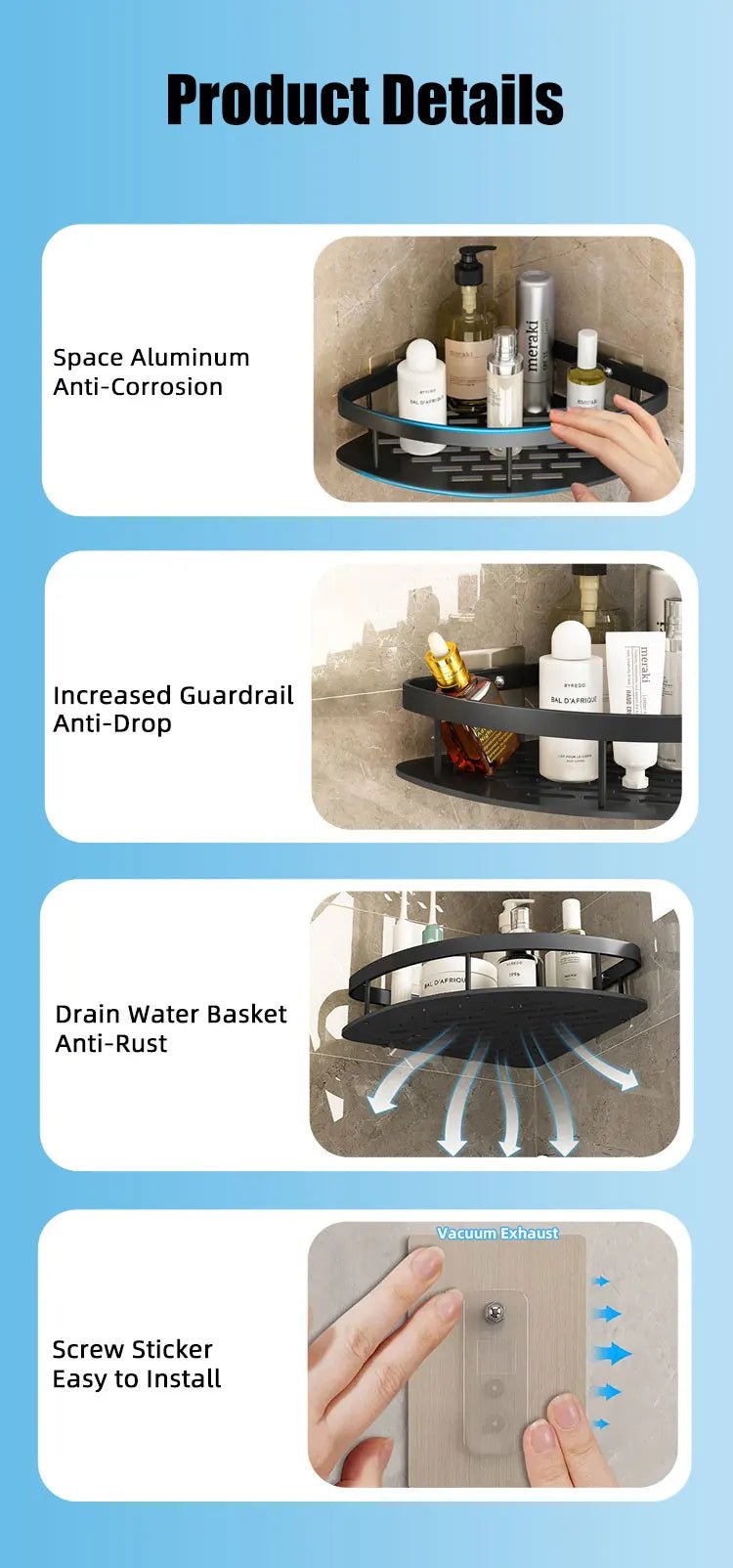 Bathroom Shelf Aluminium Storage Organiser - Handy House