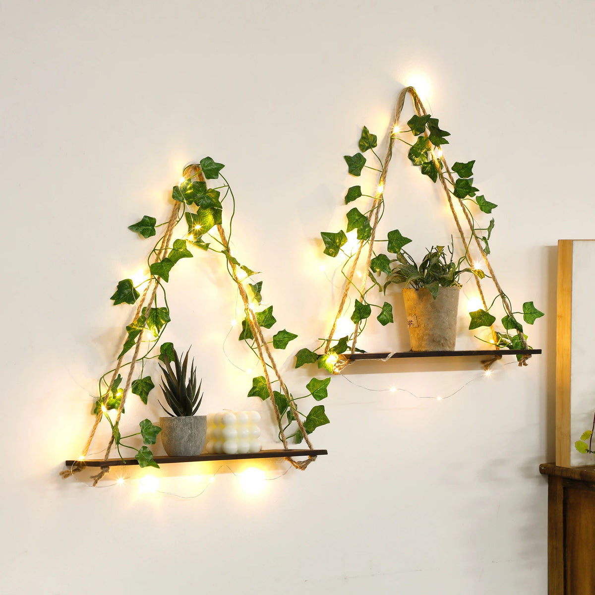 Wood Shelf LED Leaf Hanging Decoration - Handy House